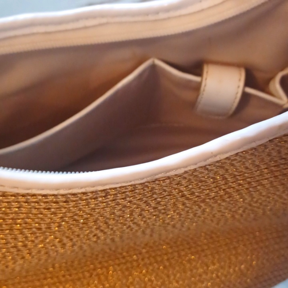TALBOTS GOLD WOVEN SHOULDER BAG PURSE - Picture 8 of 9